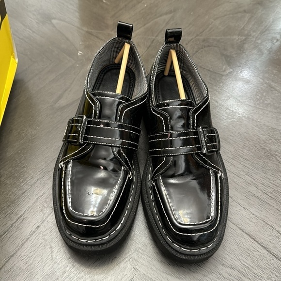 Circus by Sam Edelman Edelle Black Lugged-Sole Monk-Strap Slip On Loafers - Picture 4 of 8